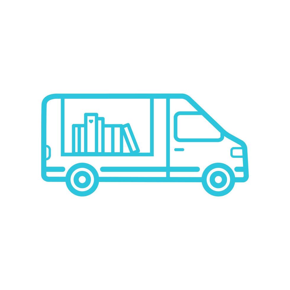 Traveling Library Icon. Isolated on white background. Blue icon set. vector