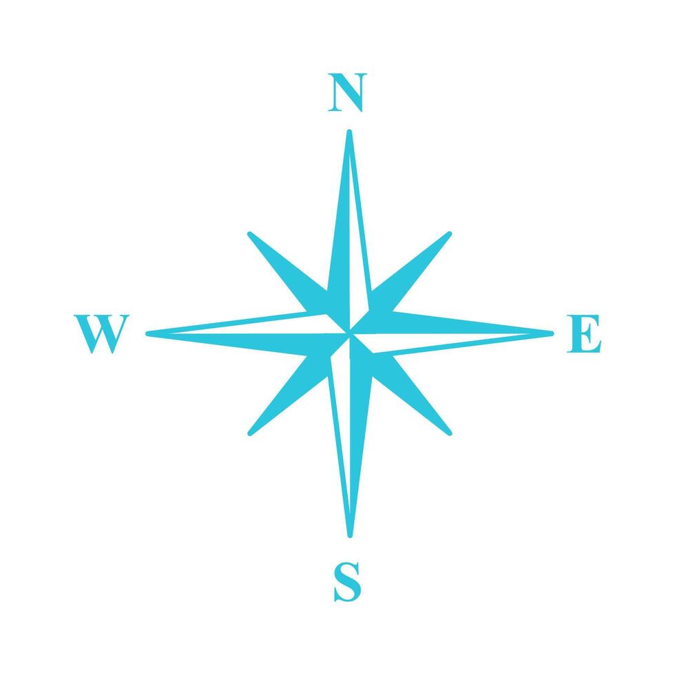Compass, Blue Navigator icon on white vector