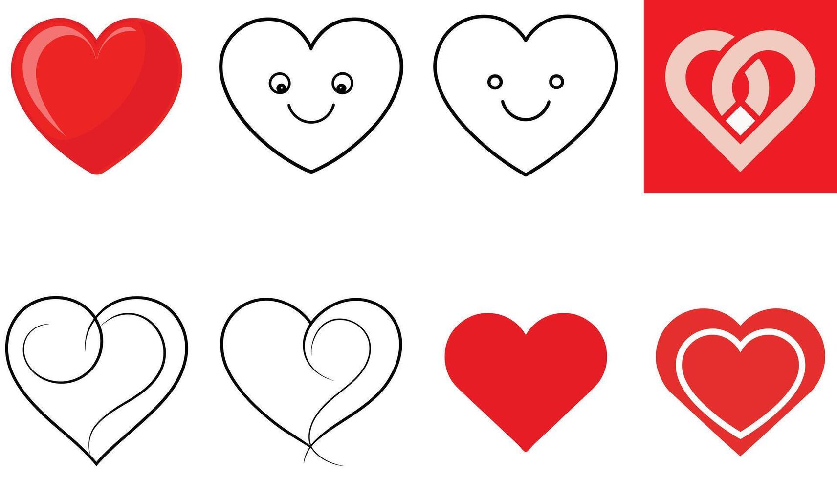 Set of Red Heart Icons Simple Design for Every Project vector