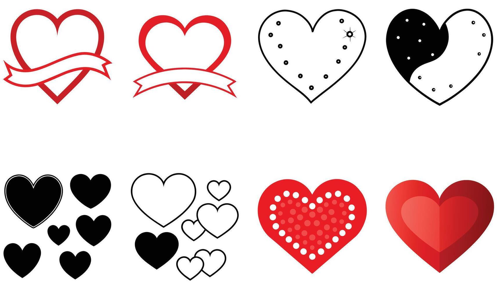 Set of Red heart simple icons design vector