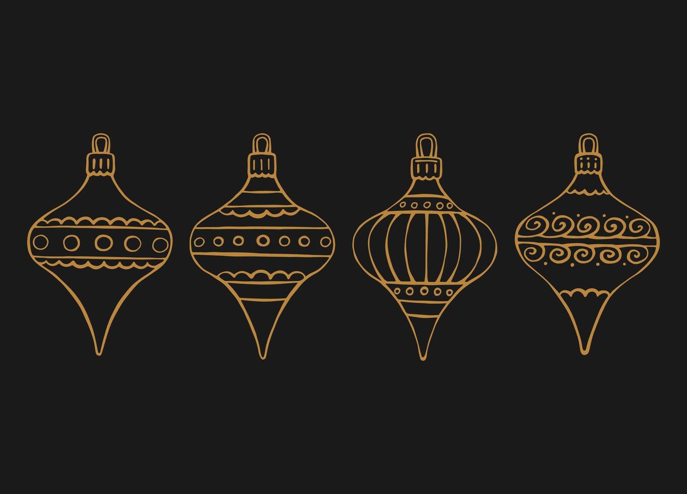 Christmas baubles Decoration isolated elements. Hand drawn illustration. vector