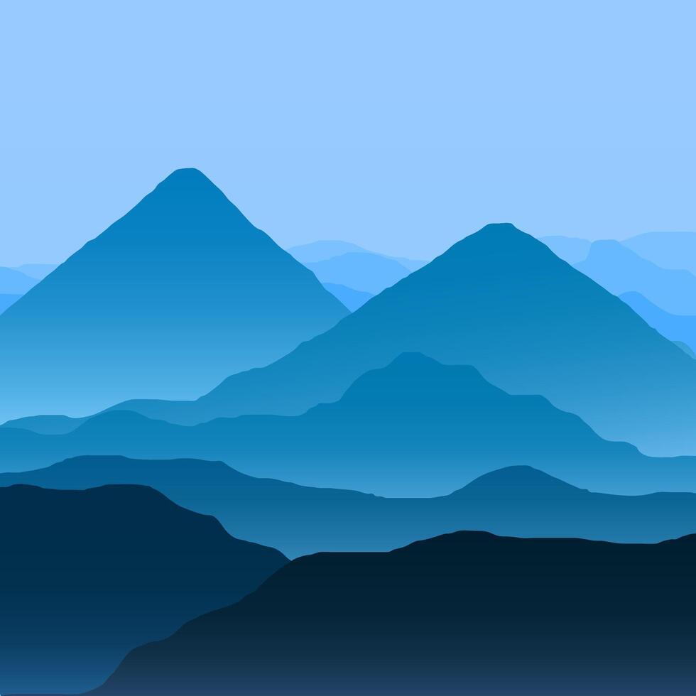 illustration of cool mountain scenery at dawn vector