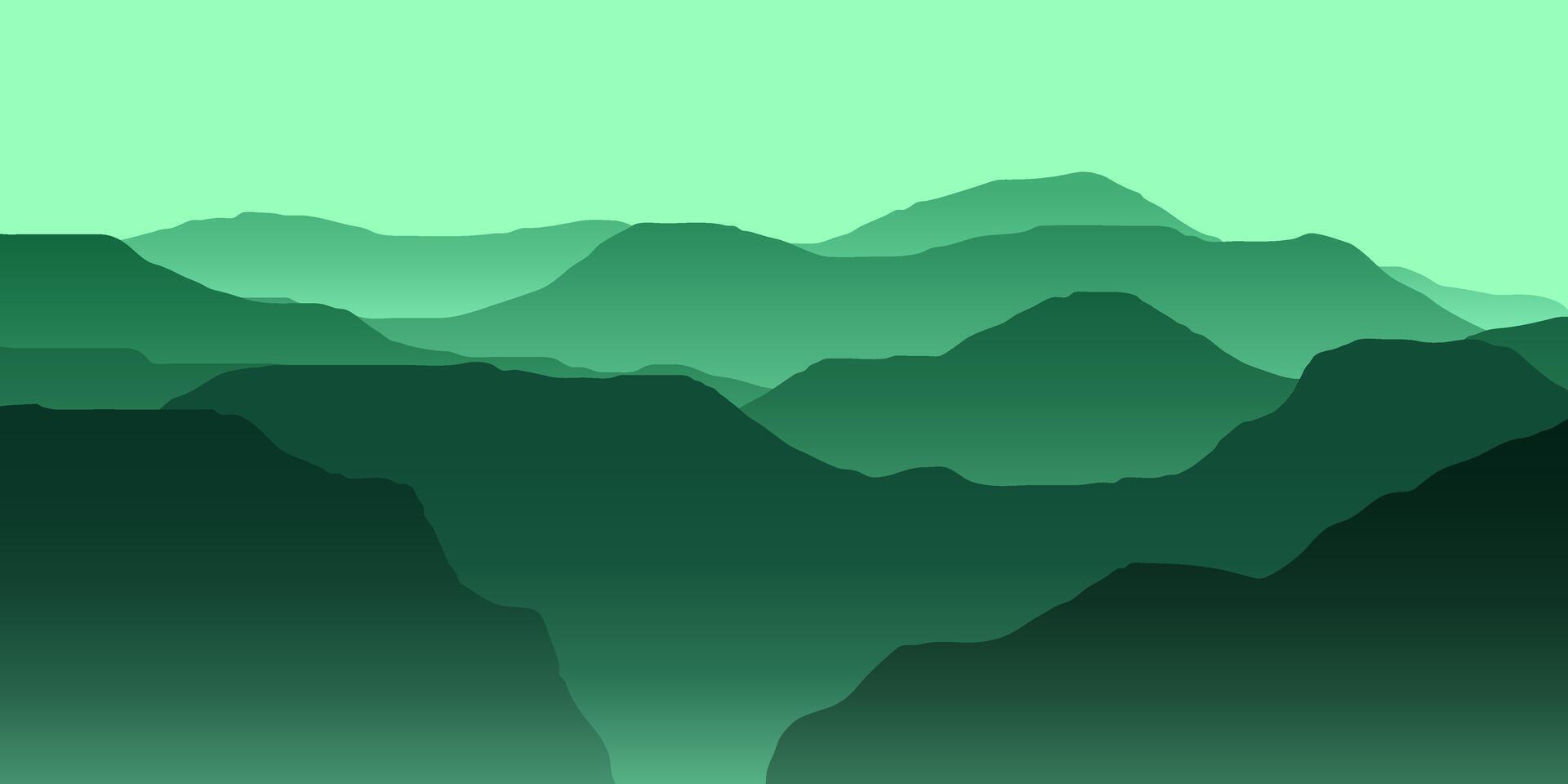 illustration of green mountain scenery in the highlands at dawn vector