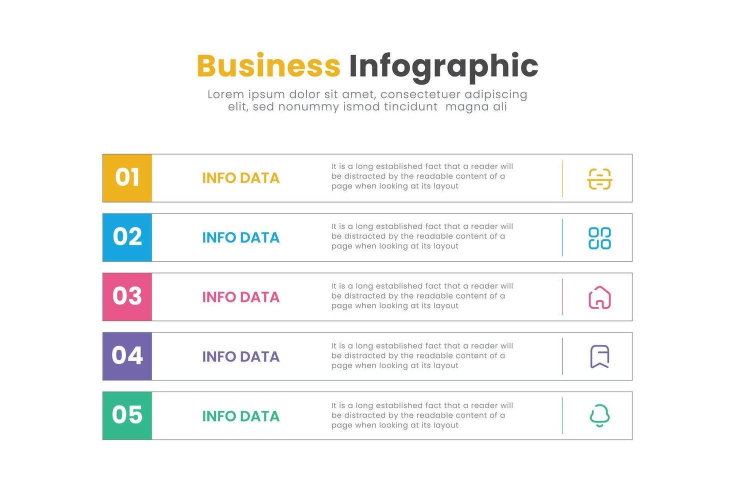 Business infographic template design. Timeline concept with 5 steps. Can be used for presentations, workflow layout, diagram, banner, web design. vector