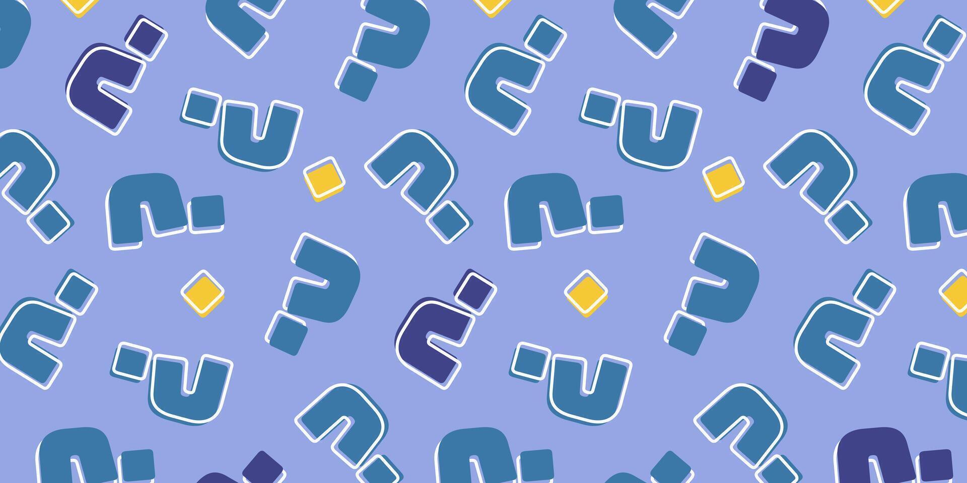 Cute cartoon question marks on blue background. Question mark pattern abstract background vector
