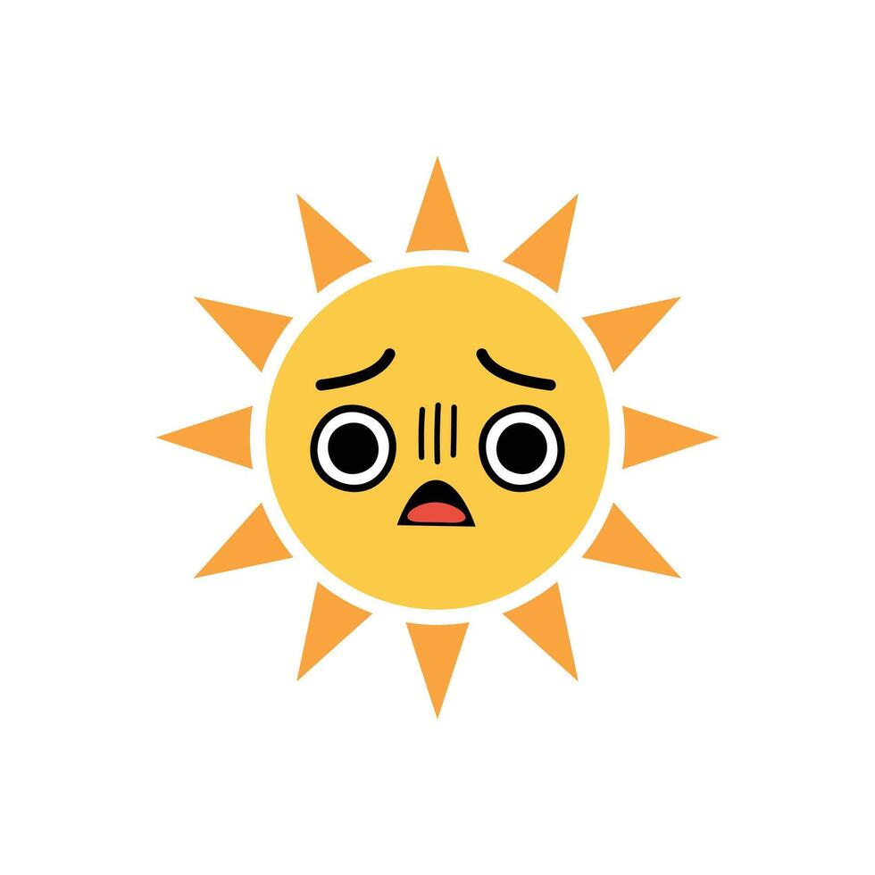 Sun surprising face expression clipart vector