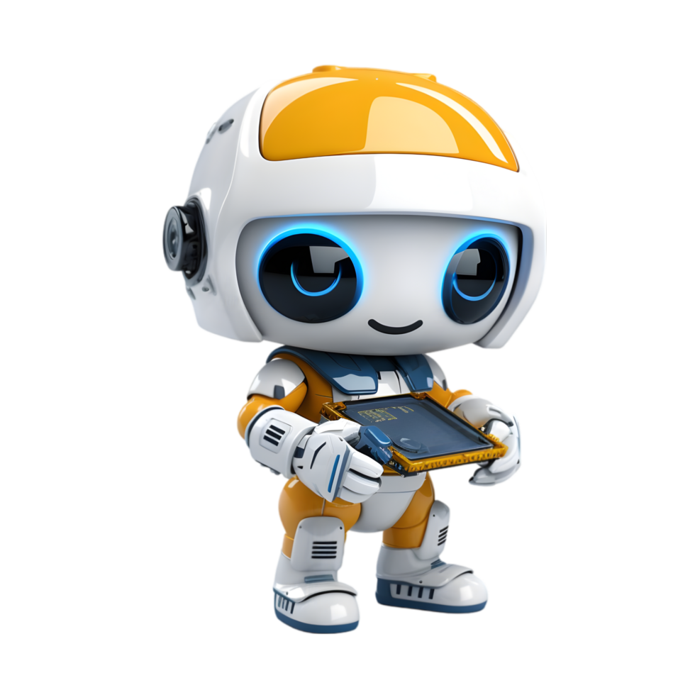 Robotic engineer showcasing tiny ai-powered robot tech lab product photography indoor close-up view innovation unveiled png