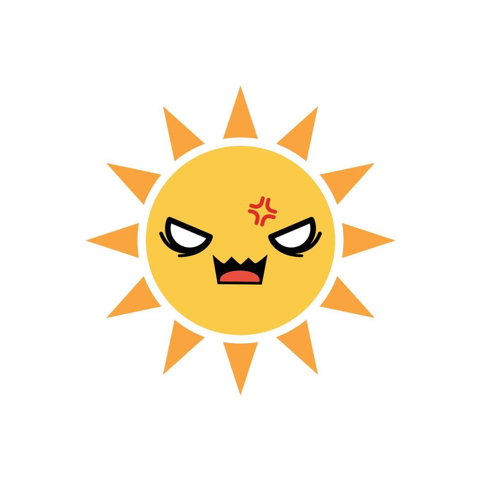 Sun angry face expression clipart vector