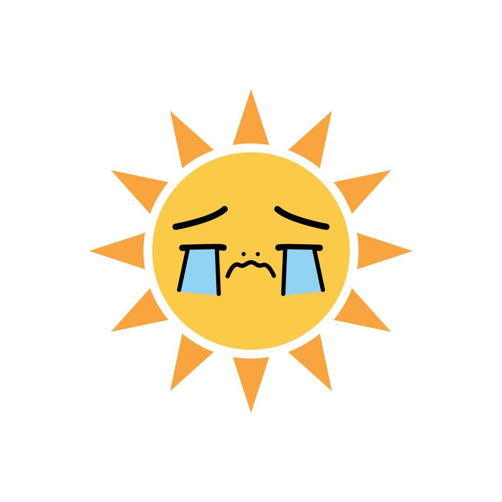 sun crying face vector
