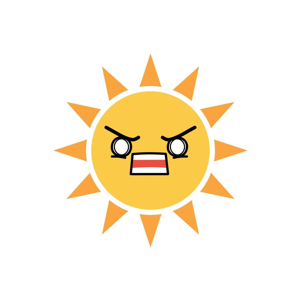 Sun shouting face expression clipart vector