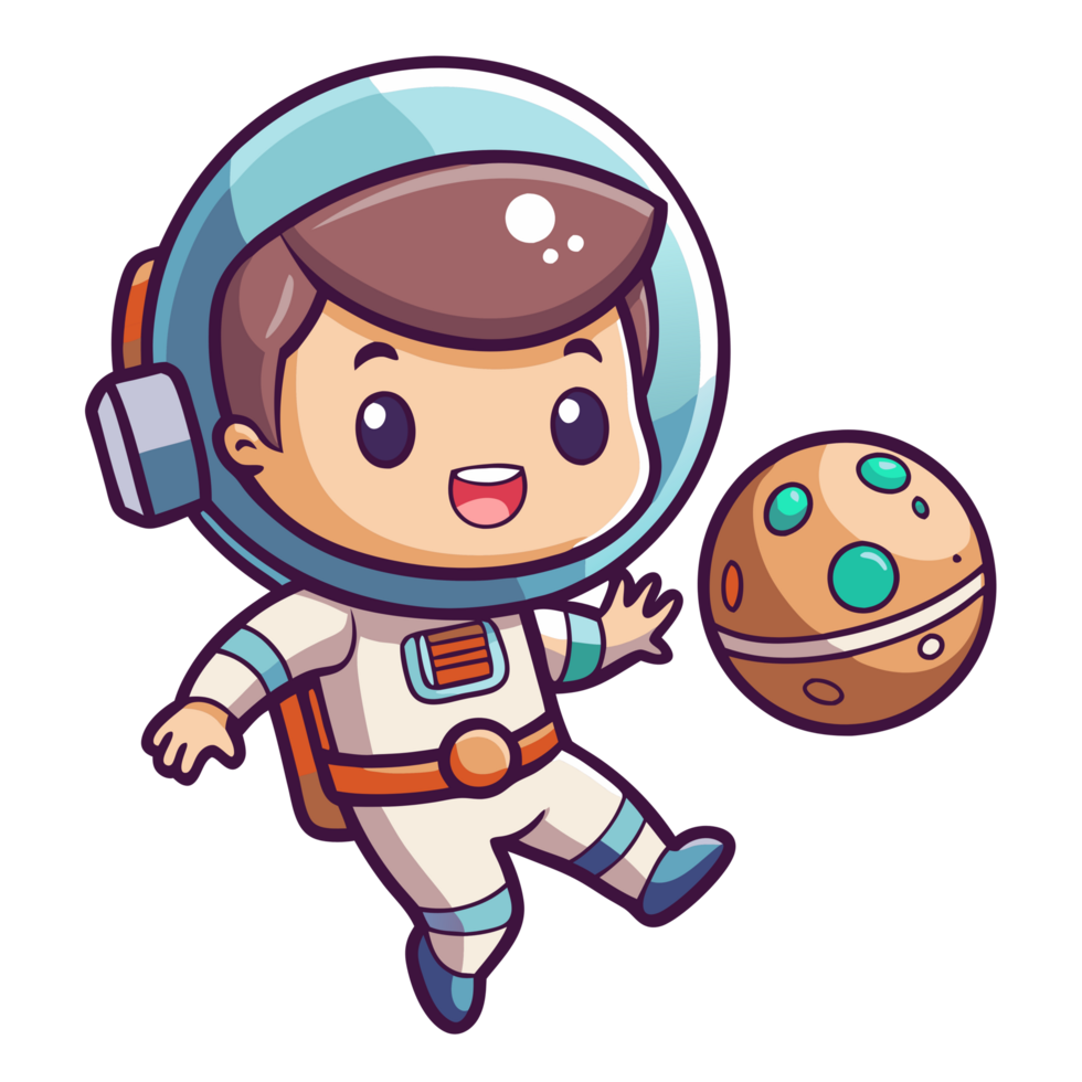 Astronaut boy floating in space space cartoon illustration cosmic environment playful viewpoint imagination for kids png