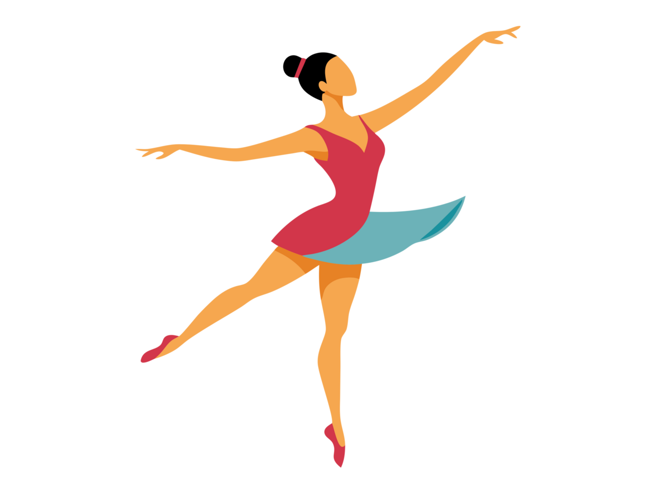 Ballet dancer performing an elegant pose on tiptoes studio illustration artistic environment side view dance concept png