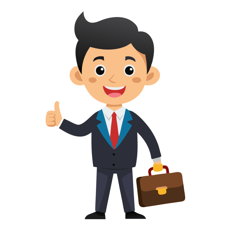 3d cartoon businessman holding briefcase office setting digital art professional environment cheerful perspective png