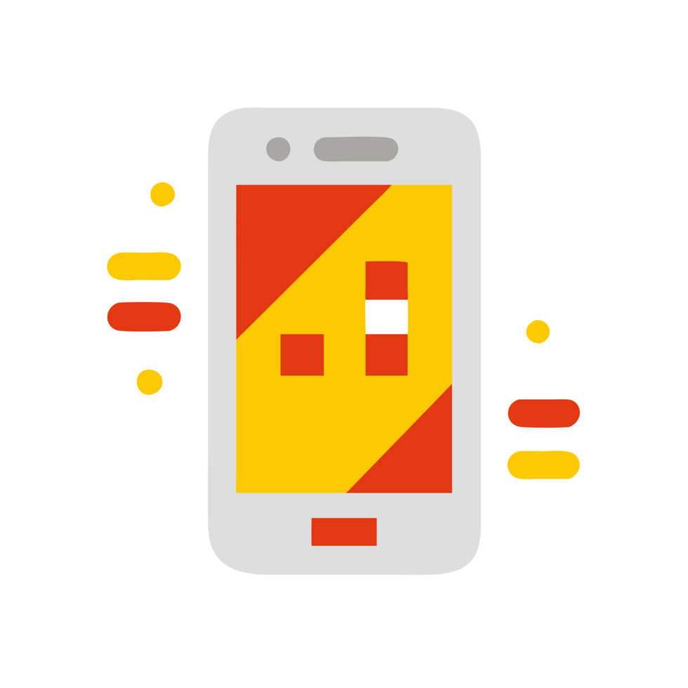 Vibrant geometric smartphone icon illustration digital art contemporary design abstract style close-up view modern technology concept png