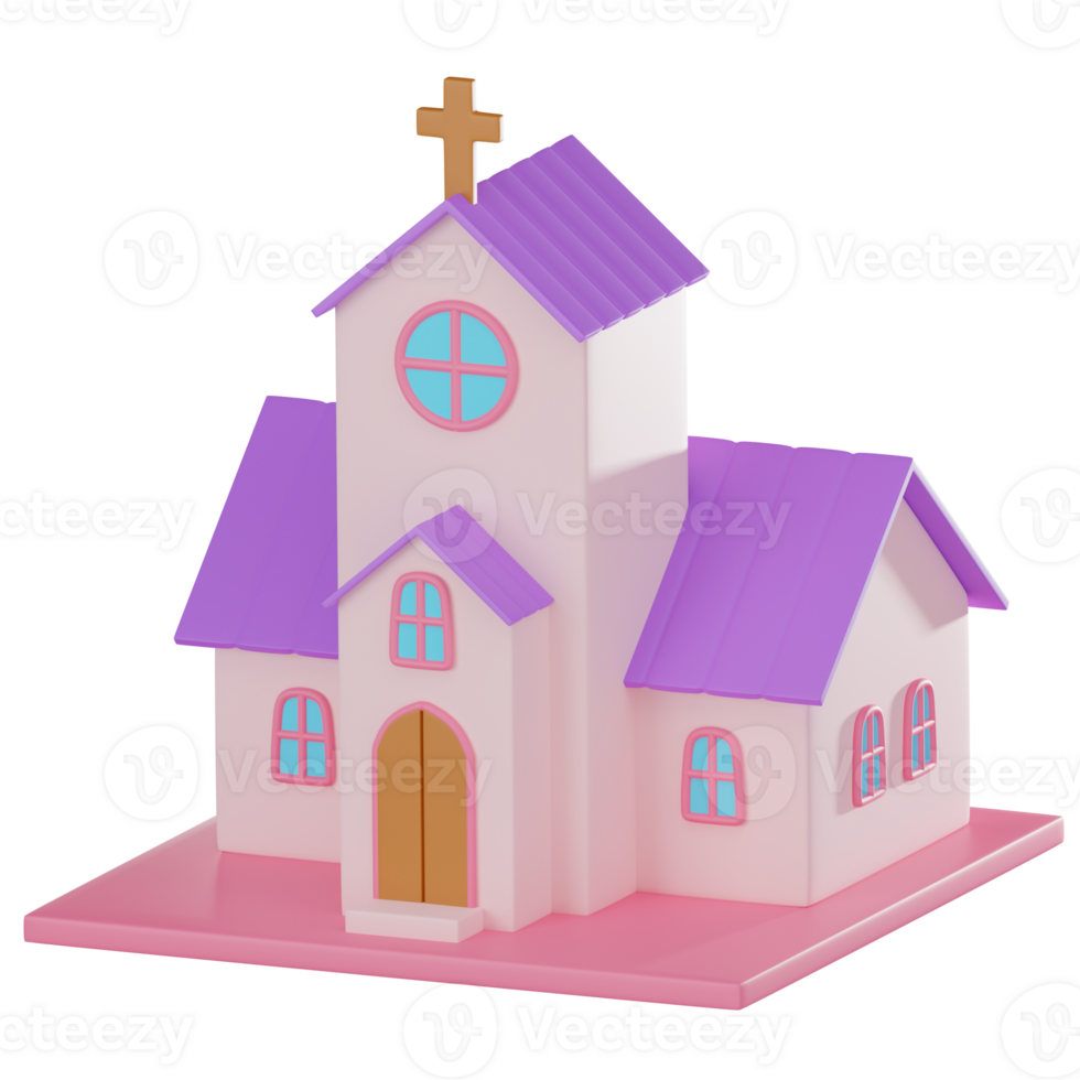 3D render, Elegant of a Church Building for Worship and Faith-Based Themes, Icon Illustration png