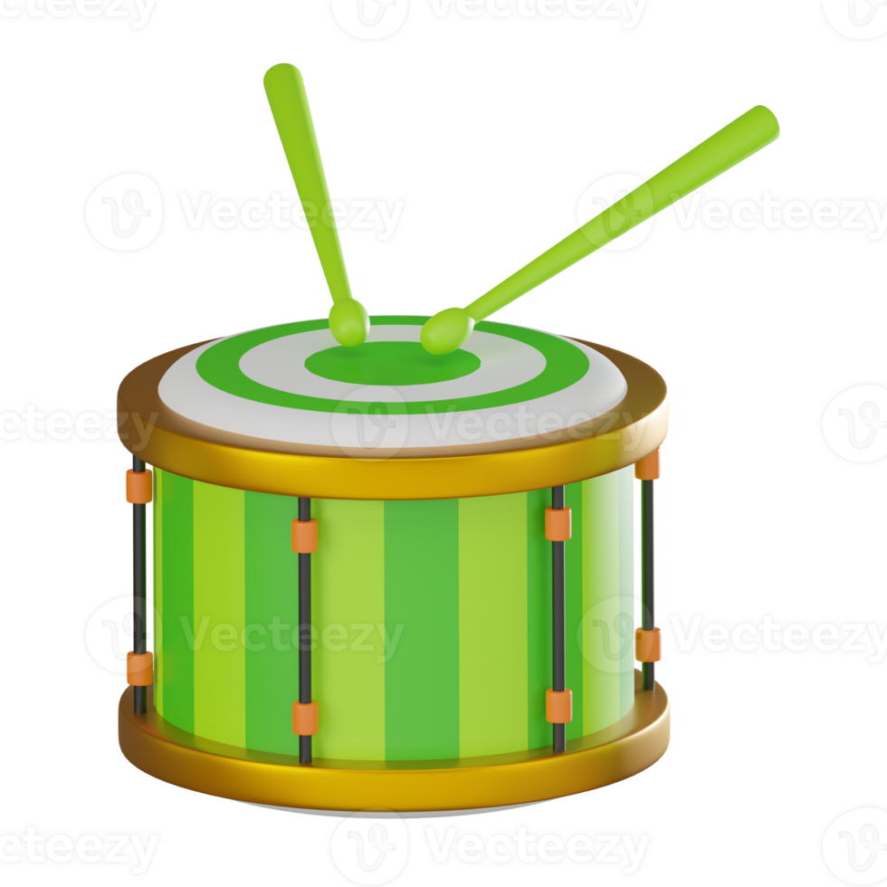 3D render, Green Drum Cultural Celebration for St Patricks Day, Icon Illustration png