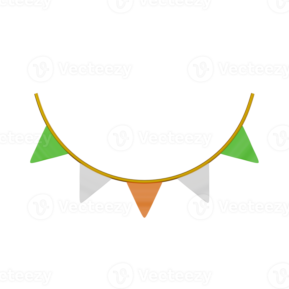 3D render, Colorful Festive Decor of Flag Garlands for Celebrations, Icon Illustration png