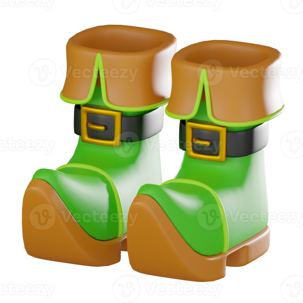 3D render, St Patricks Day Shoes for Festive Use, Icon Illustration png