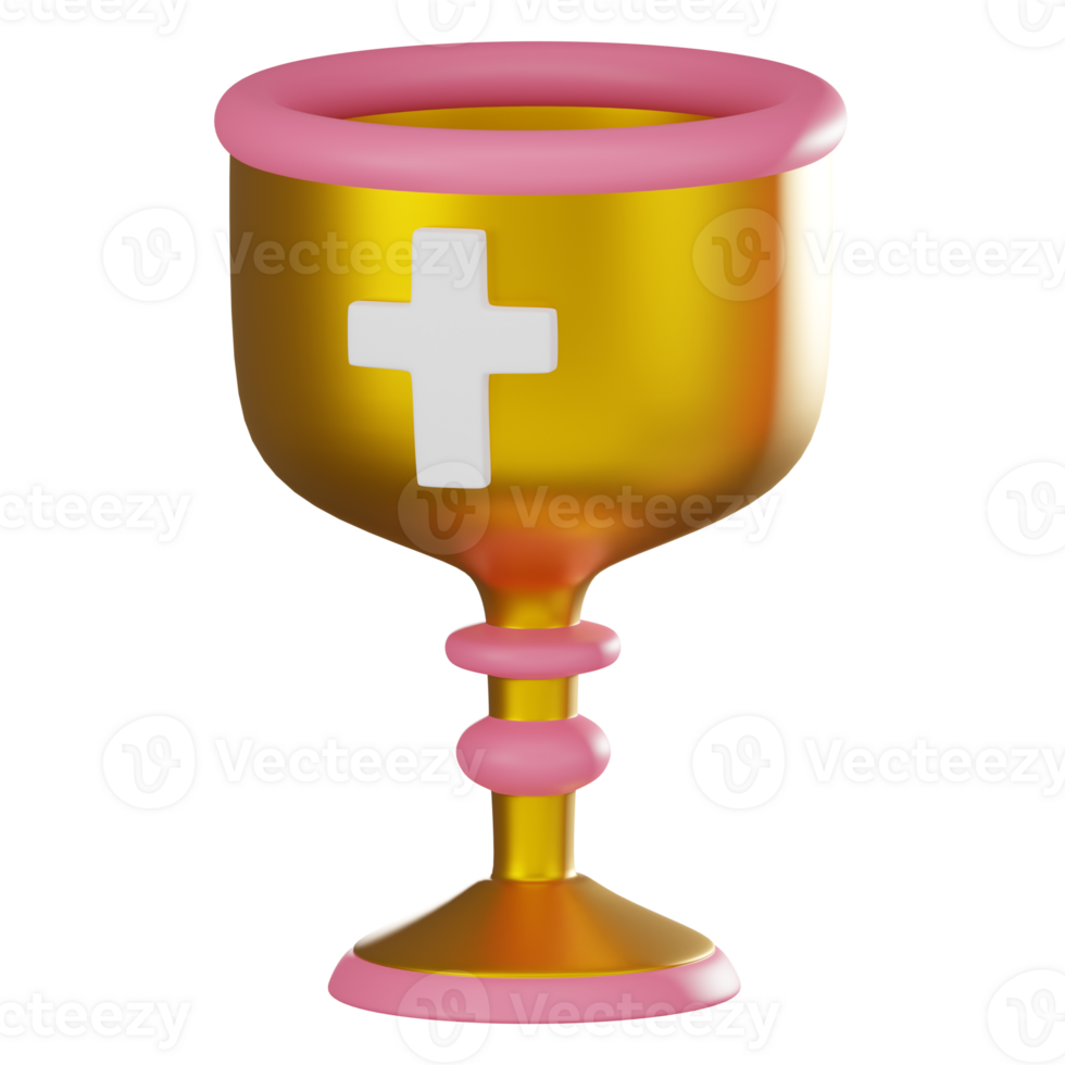 3D render, Easter Gold Chalice and Celebrations, Icon Illustration png