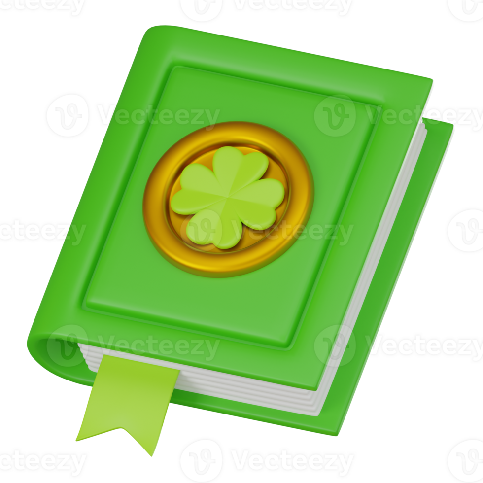 3D render, Book for St Patricks Day, Icon Illustration png