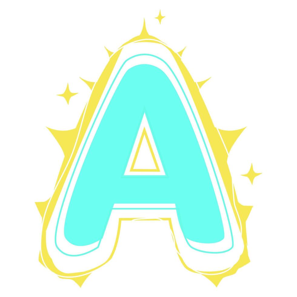 Illustration Letter A shining shimmering with blue line. It can be used for sticker or layout banner and wallpaper. Font effect for ui designer vector