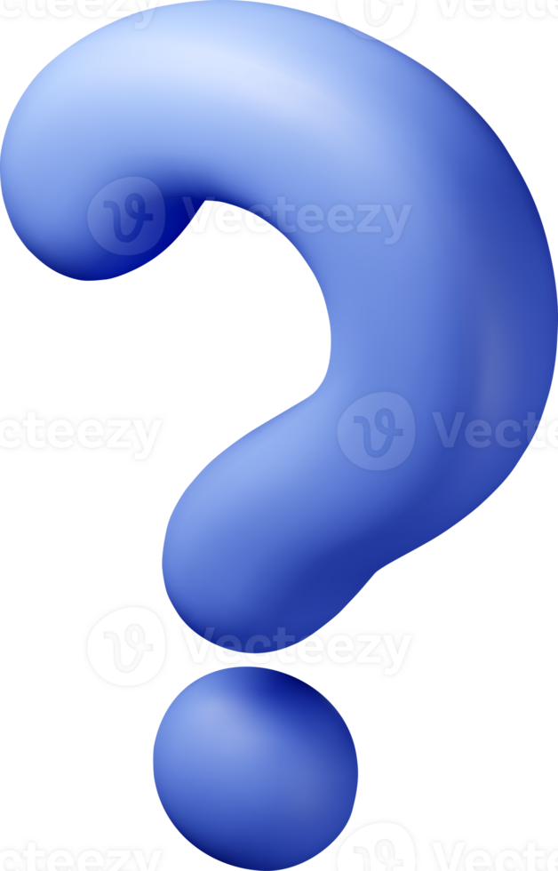 3D question blue mark icon png