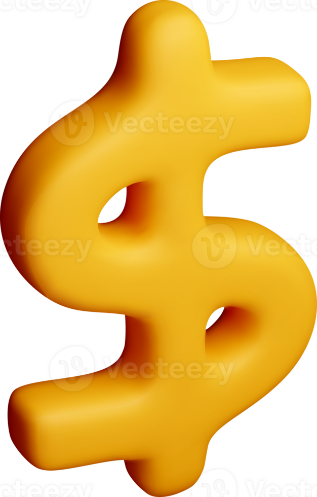 3D USA yellow dollar, American financial sign. png