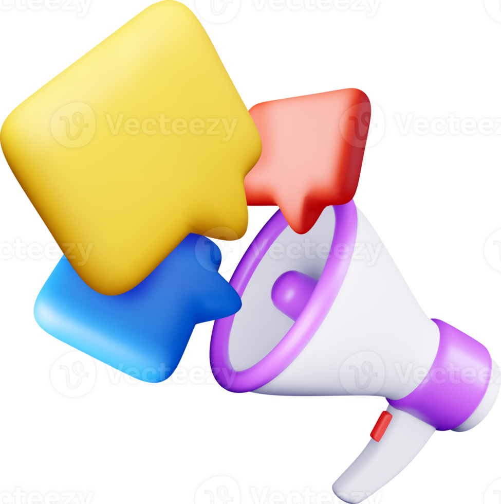 3D megaphone with blank bubble chat icon png