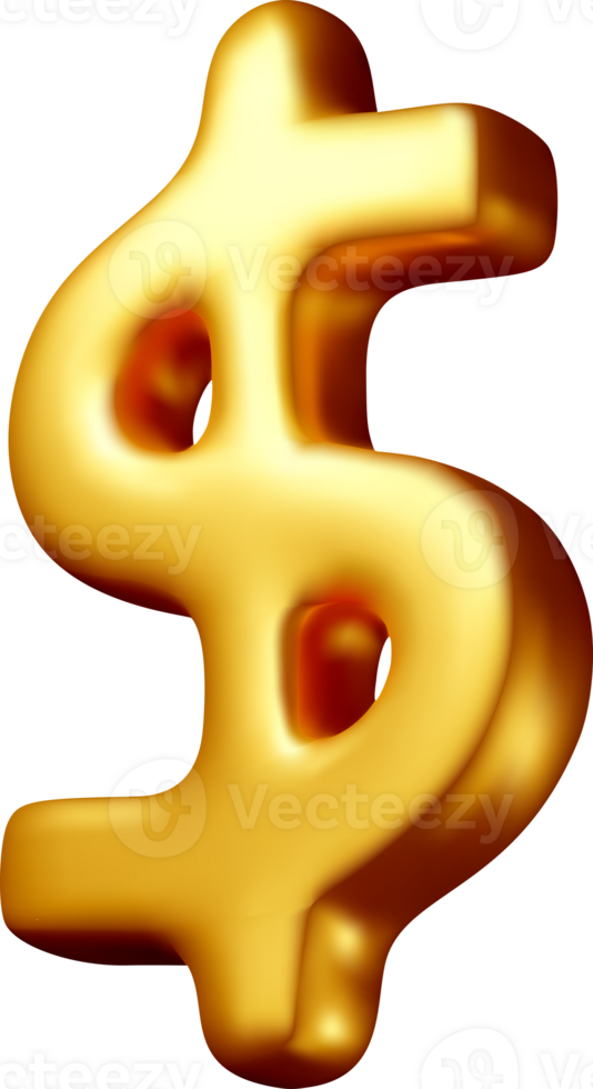 3D USA golden dollar, American financial sign. png