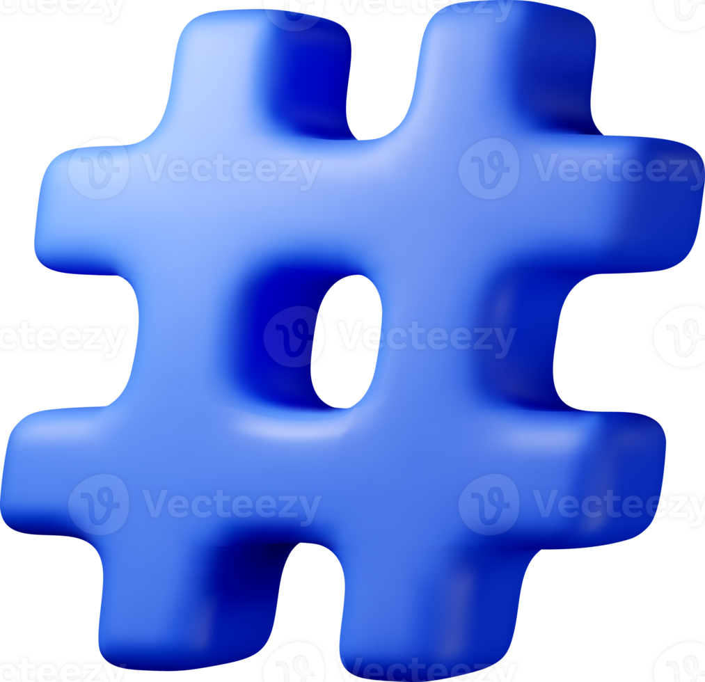 3d blue realistic hashtag icon. png