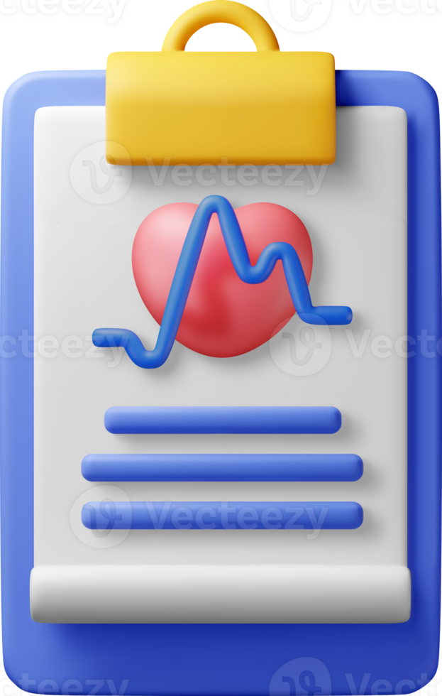 3d clipboard with medical check up sheet icon png