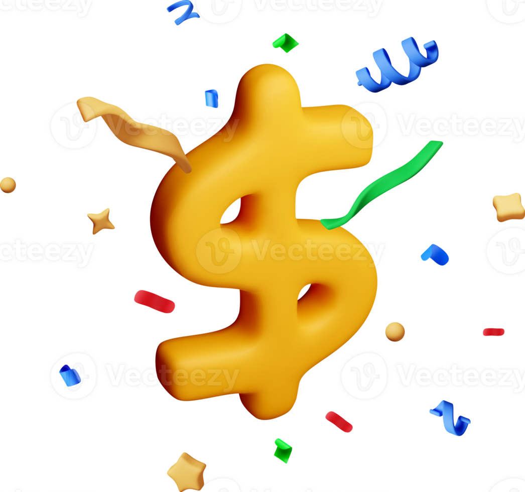 3D USA dollar symbol in color confetti. png