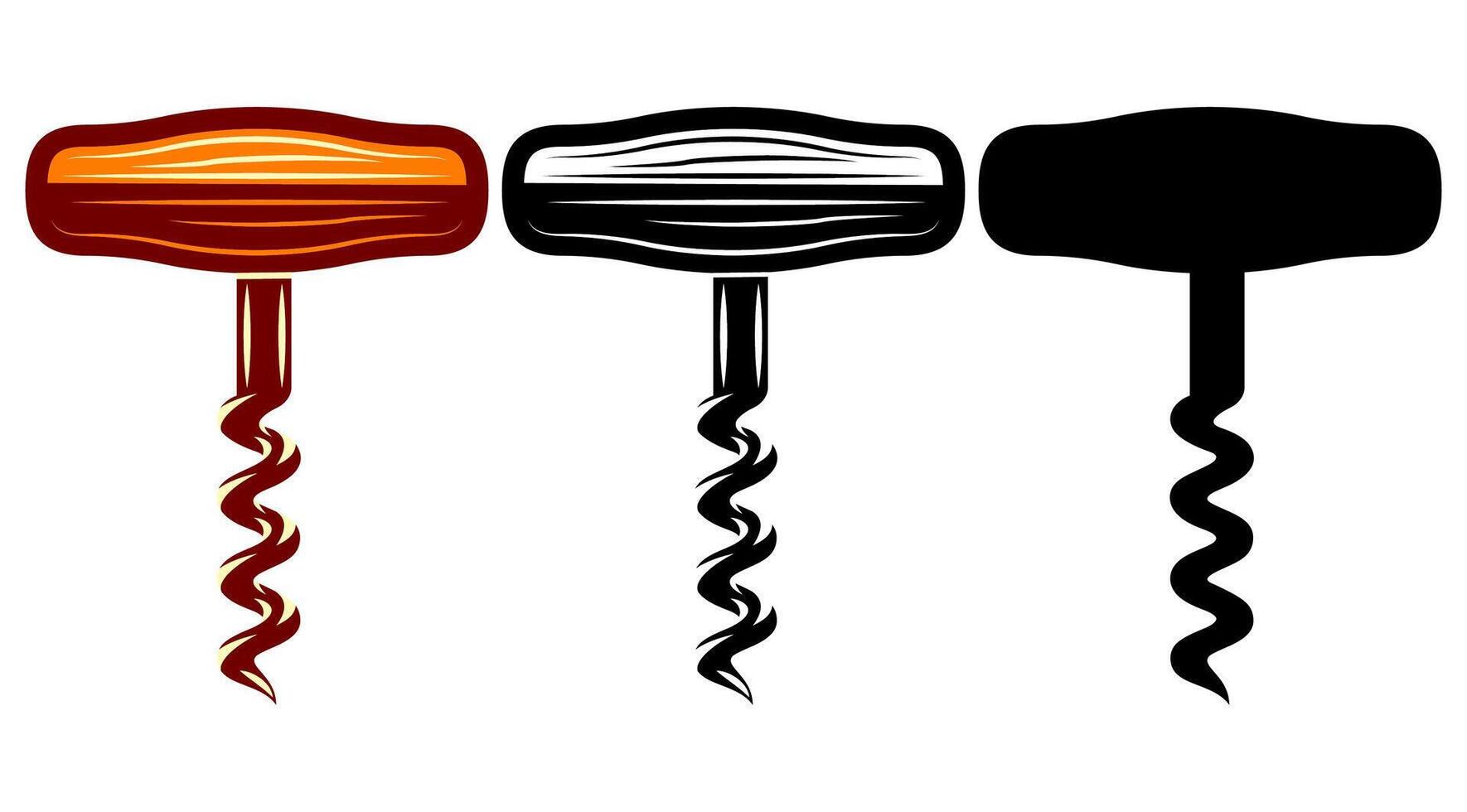 Three different styles of wine openers displayed in a row with distinct colors and designs for easy comparison and selection vector