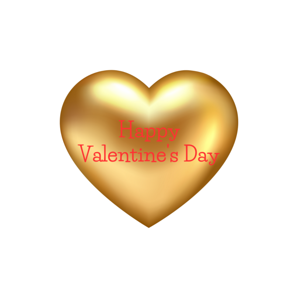 Happy valentines day text in the golden Heart. png