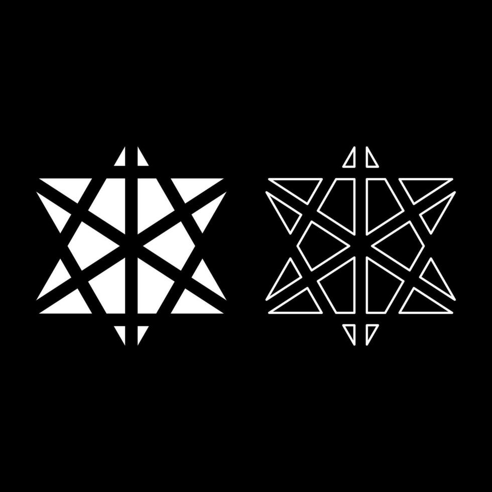 Metatron cube Sacred geometry set icon white color fill contour line thin vector