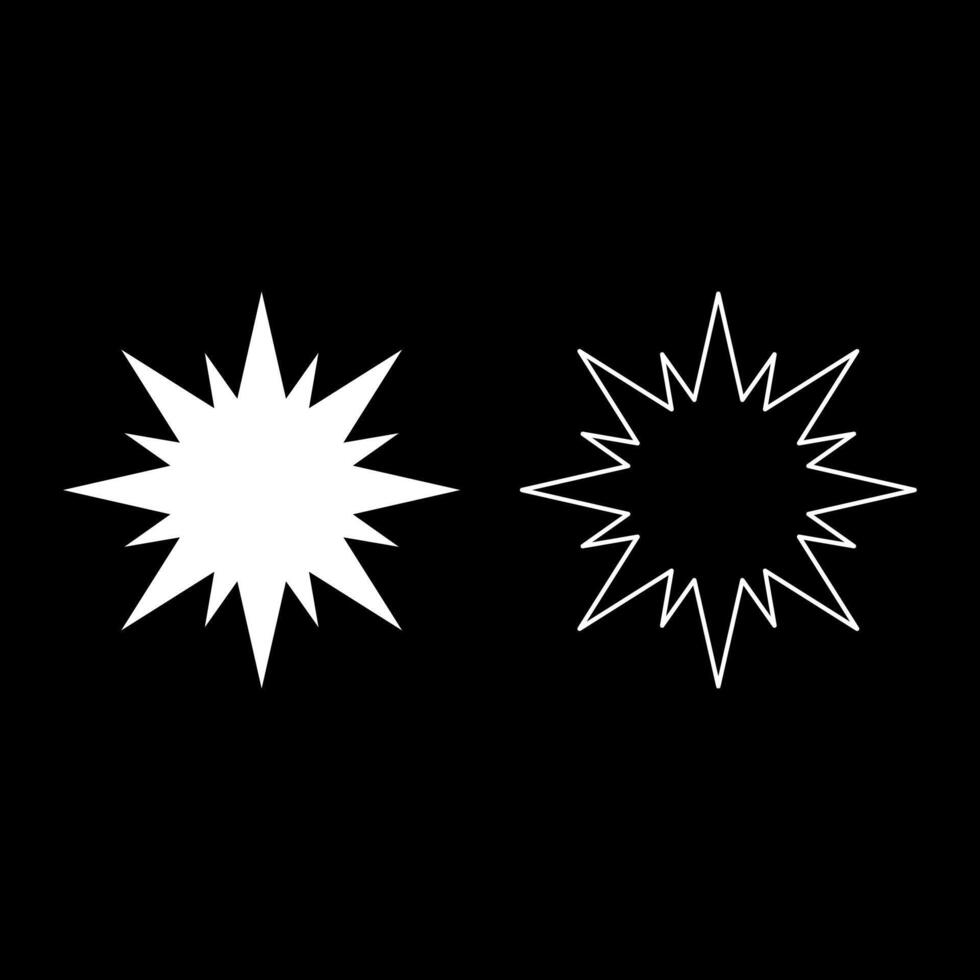 Star Bethlehem Christmas set icon white color solid fill outline contour line thin vector
