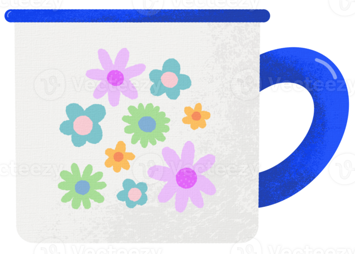cute flowers pattern enamel coated tinware Mug png