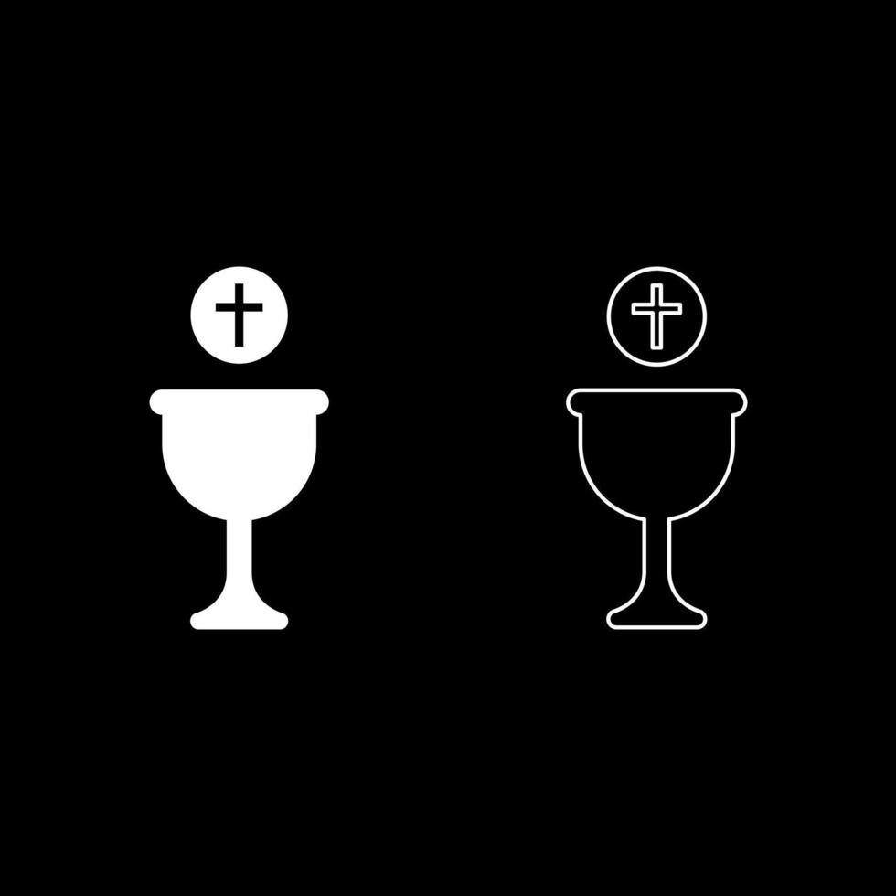 Corpus christi holy communion set icon white color solid fill outline contour line thin style vector