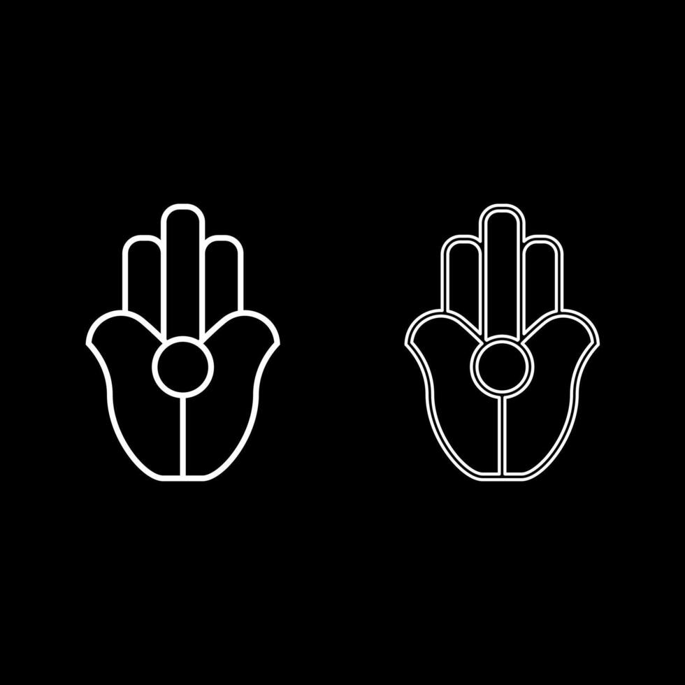 Symbol Natib Qadish Kappu palm Hamsa Levantian neo paganism neopaganism religious symbol Hand indian paganism set icon white color solid fill outline contour line thin vector