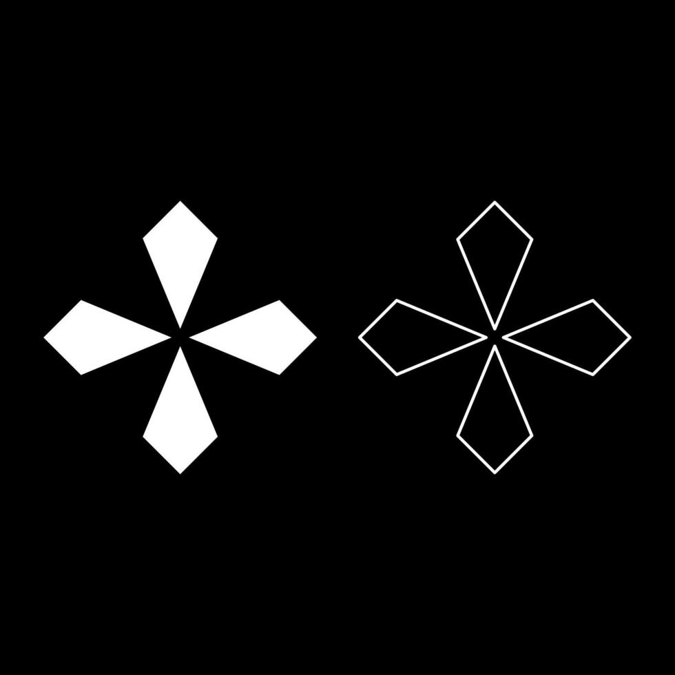 Star rhombus four leaf of chestnut sacred geometry symbol element ornament set icon white color solid fill outline contour line thin style vector