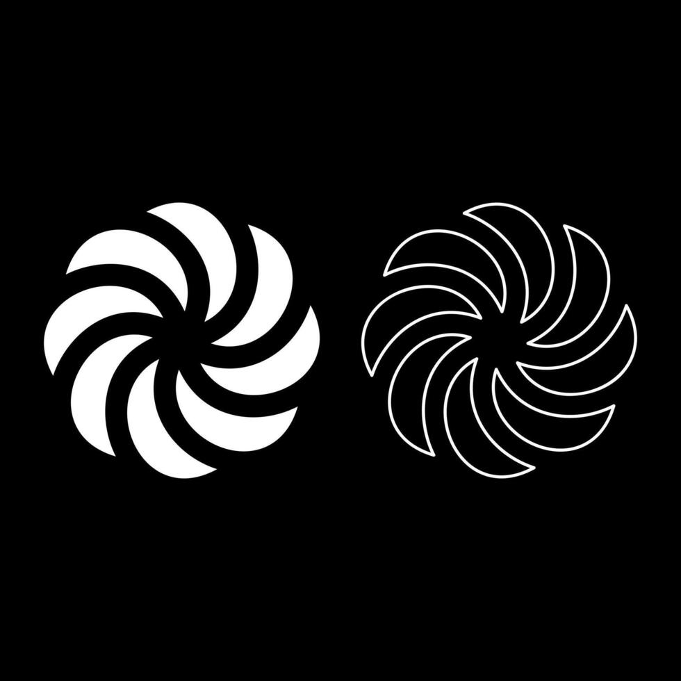 Armenian Arevakhach Neo paganism symbol sunny cross solar mythology Hetanism Armenian neo powder heathenism Eternity sign pumpkin set icon white color solid fill outline contour vector