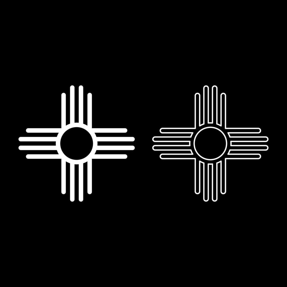 Zia symbol ancient sun emblem element of New Mexico flag set icon white color solid fill outline contour line thin style vector