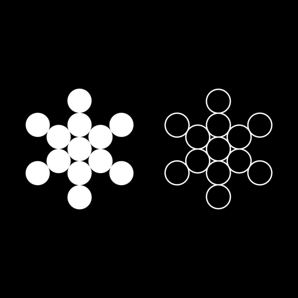 Fruit of life symbol Sacred geometry set icon white color solid fill outline contour line thin style vector