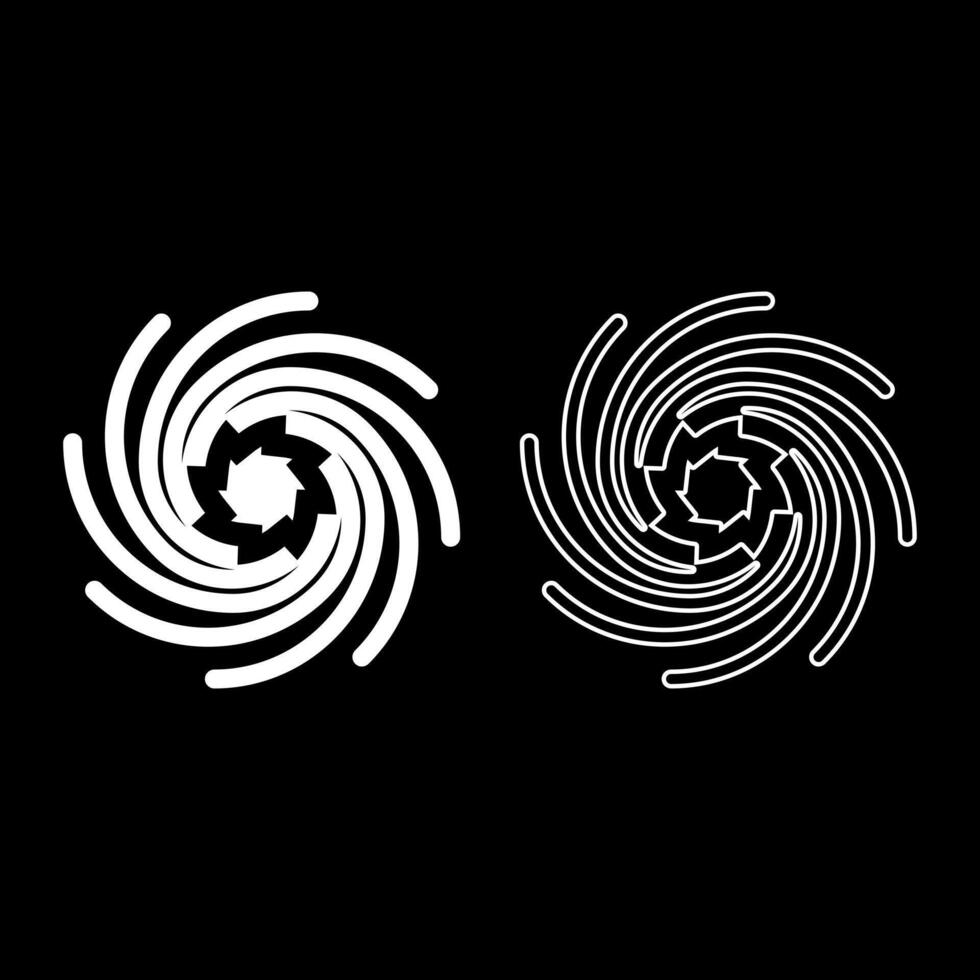 Gold spiral Sacred geometry symbol set icon white color solid fill outline contour line thin vector