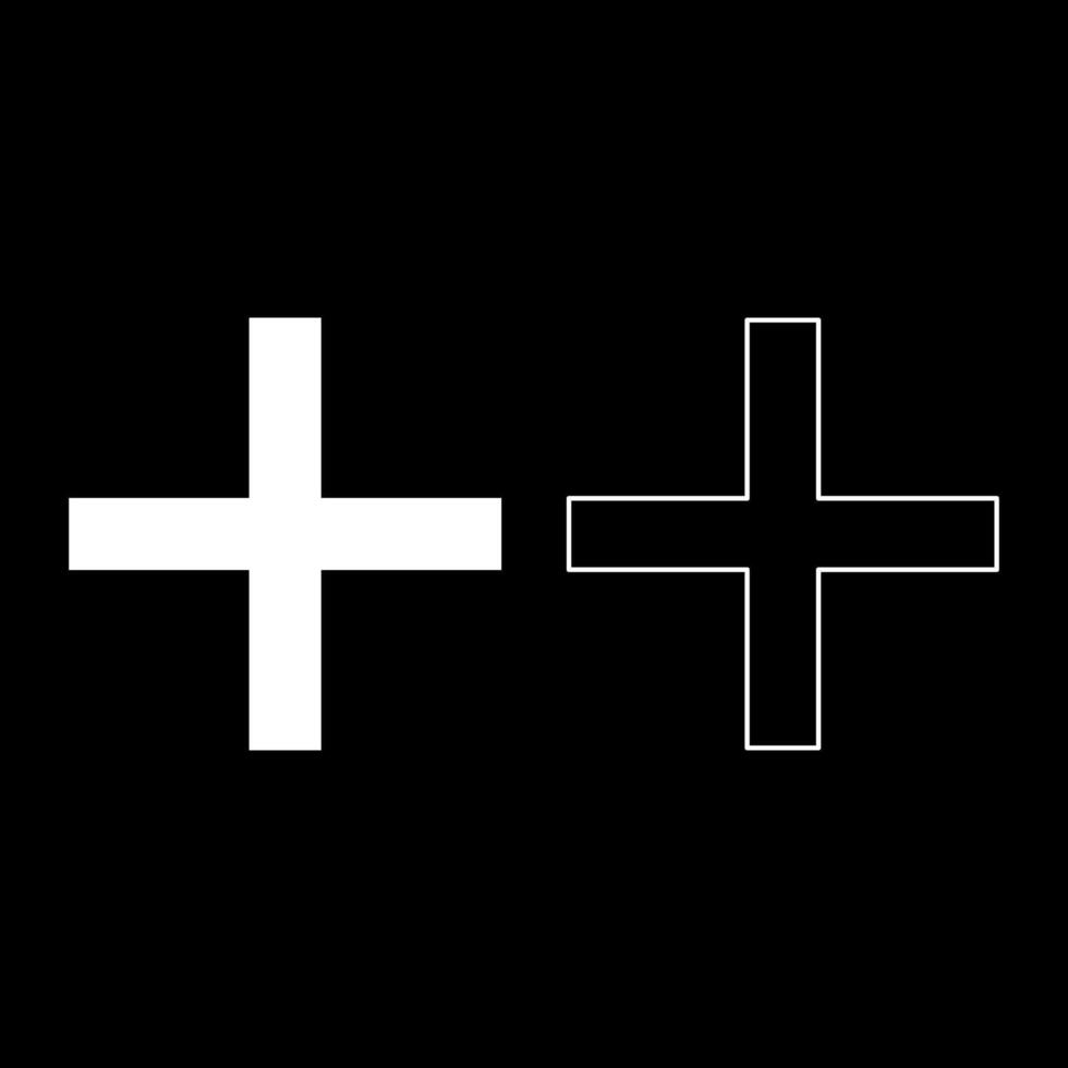 Greek Cross Crux quadrata christian crosses set icon white color solid fill outline contour line thin style vector