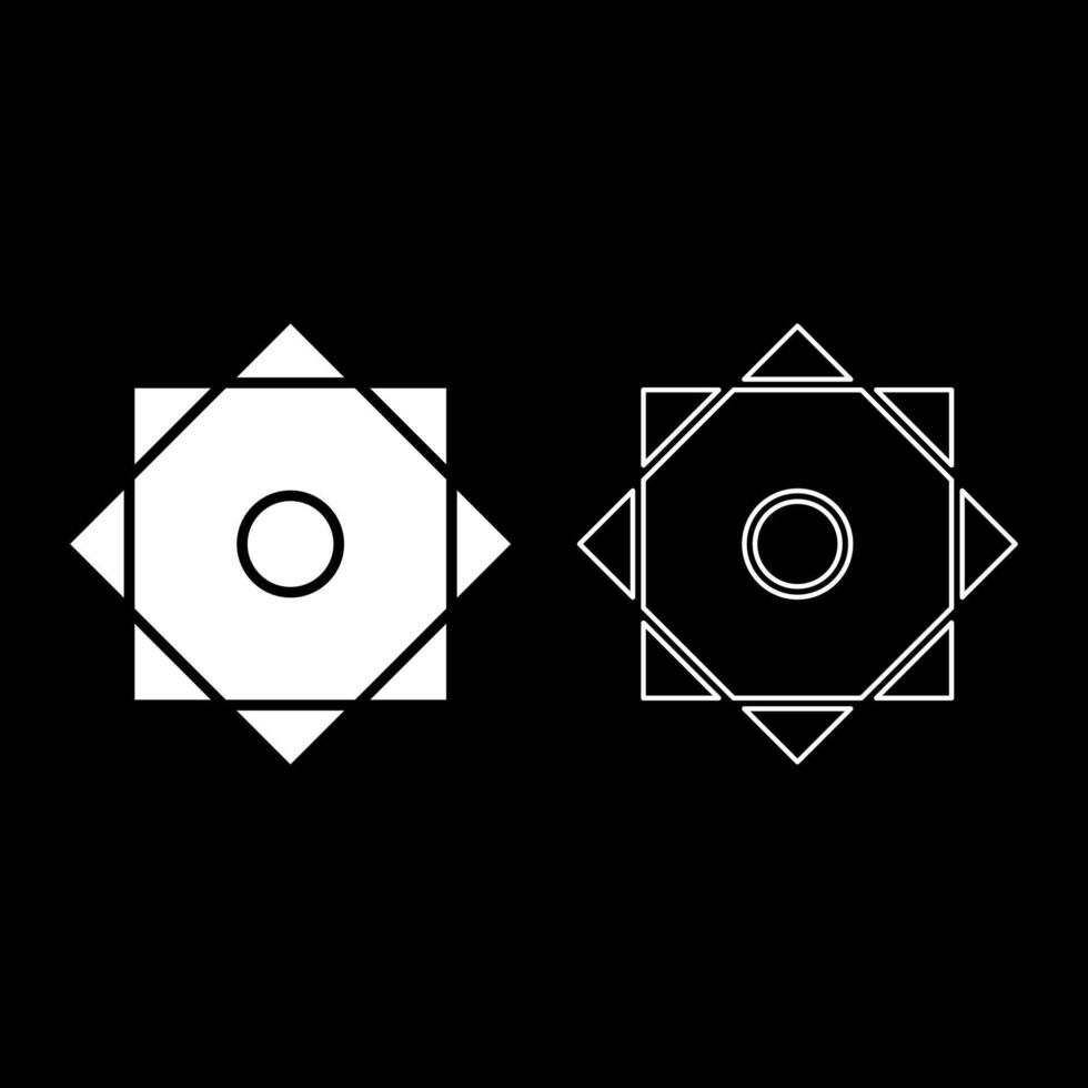 Symbol Rub el Hizb Islam Ramadan equilibrium of static dynamic Sacred geometry set icon white color solid fill outline contour line thin vector
