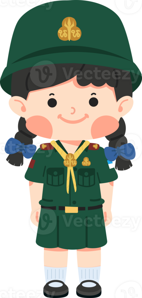 Girl Scout in uniform standing in formation kid png