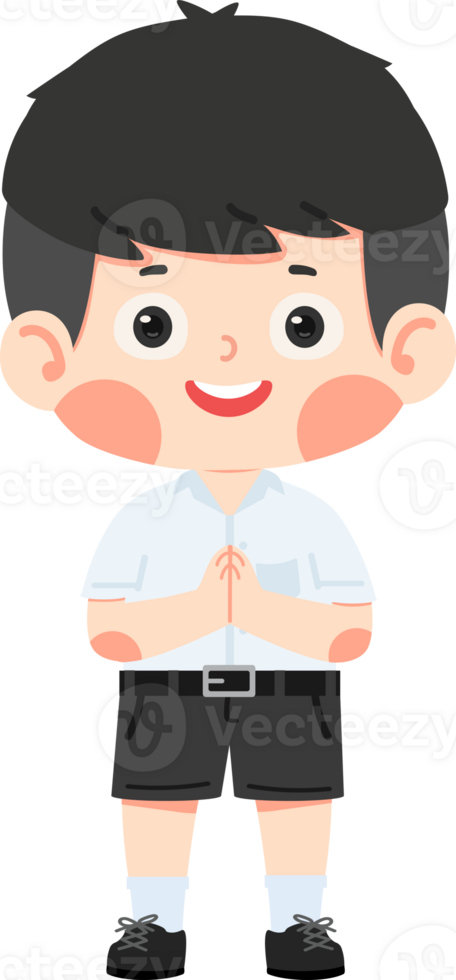 A cartoon boy in a school uniform png