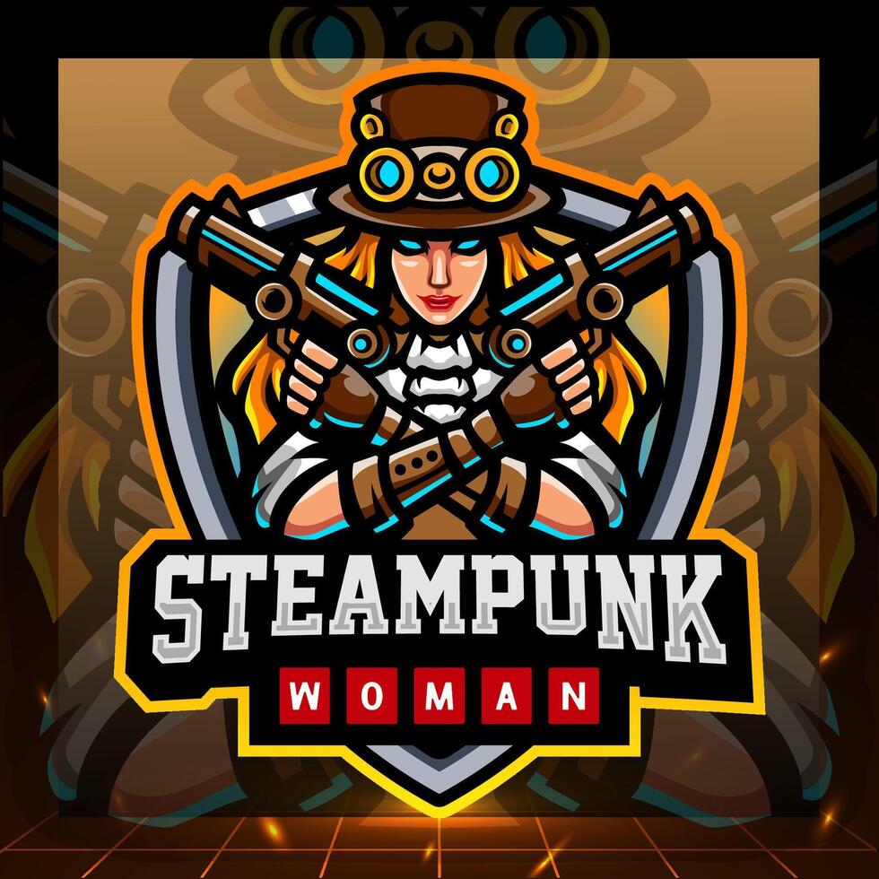 Steampunk girls mascot esport logo design vector
