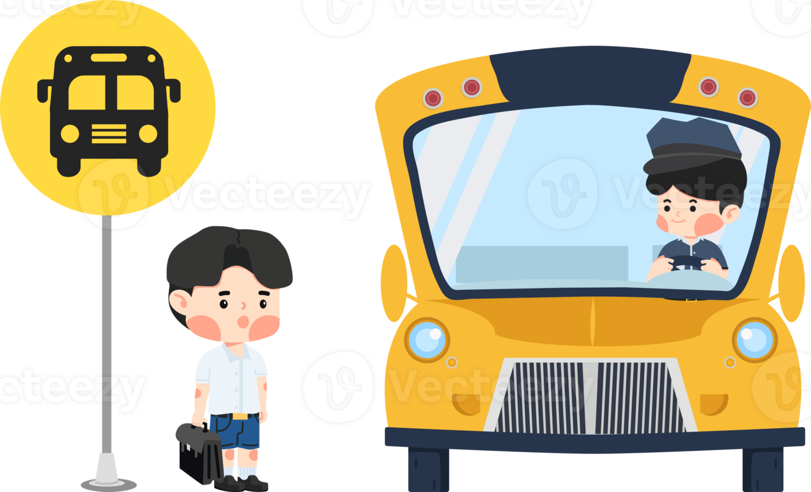 child waiting for the school bus student png